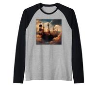 Steampunk Pirate Ship in The Clouds Peinture numérique Manche Raglan