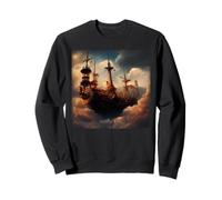 Steampunk Pirate Ship in The Clouds Peinture numérique Sweatshirt