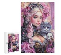 Steampunk Princess with Cat Puzzle 1000 Pièces Educa Jouet en Bois Cadeau Unique Décoration Intérieure Jeu Éducatif Challenge Toy Adultes Et Enfants À Partir De 14 Ans 1000 PCS