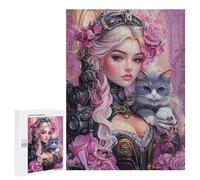 Steampunk Princess with Cat Puzzle 1000 Pièces Educa Jouet en Bois Cadeau Unique Décoration Intérieure Jeu Éducatif Challenge Toy Adultes Et Enfants À Partir De 14 Ans 500 PCS