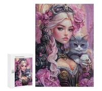 Steampunk Princess with Cat Puzzle 1000 Pièces Educa Jouet en Bois Cadeau Unique Décoration Intérieure Jeu Éducatif Challenge Toy Adultes Et Enfants À Partir De 14 Ans 300 PCS
