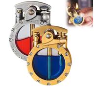 Steampunk Retro Lighter, Metal Transparent Kerosene Lighter, Round Kerosene Lighter, Men's Mechanical Punk Retro Windproof Antique Lighter, Suitable for Gifts for Men, Fathers and Husbands(2pc)