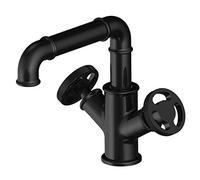 Steampunk Robinet de salle de bain noir vintage à double poignée robinet mitigeur haute pression pour lavabo élégant mitigeur de lavabo rétro accessoires de salle de bain