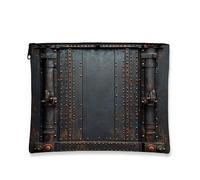Steampunk Sac à cosmétiques en fer riveté, sacs de voyage de maquillage industriel pour femme, petit sac portable en toile avec fermeture éclair, organisateur de trousse de toilette d'Halloween, Iron