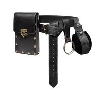 Steampunk Sac banane style Renaissance, sac banane Steampunk portable | Sac banane Steampunk rétro pour Halloween, sac banane gothique, sac banane multifonction en PU, porte-monnaie avec chaîne, noir