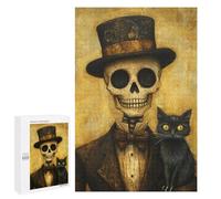 Steampunk Skeleton with Cat Puzzle 1000 Pièces Educa Jouet en Bois Cadeau Unique Décoration Intérieure Jeu Éducatif Challenge Toy Adultes Et Enfants À Partir De 14 Ans 1000 PCS