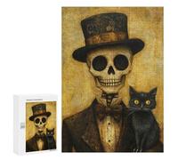 Steampunk Skeleton with Cat Puzzle 1000 Pièces Educa Jouet en Bois Cadeau Unique Décoration Intérieure Jeu Éducatif Challenge Toy Adultes Et Enfants À Partir De 14 Ans 300 PCS