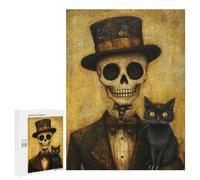 Steampunk Skeleton with Cat Puzzle 1000 Pièces Educa Jouet en Bois Cadeau Unique Décoration Intérieure Jeu Éducatif Challenge Toy Adultes Et Enfants À Partir De 14 Ans 500 PCS