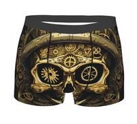 Steampunk Skull Gear Wheels Or Vintage Homme Caleçons Confortale Caleçon Boxeur Classique Caleçon De Sport Doux Boxershorts XXL
