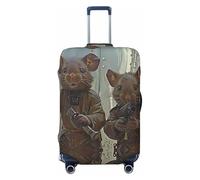 Steampunk Space Mice Warriors Housses de bagages élastiques pour valises de 45,7 à 81,6 cm, Noir, G