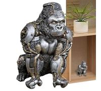 Steampunk Statue, Animal Figurine Monkey, 11.02 Inches Mechanical Punk Style Resin Decor, Modern Desk Entrance Accessory, Living Room Bedroom Office Tool, Apartment Family Daily Display Usage