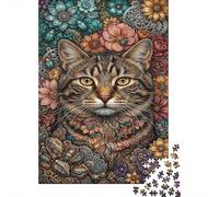 Steampunk Tabby chatPuzzle 1000 Pièces en Papier Recy leur Gear pour Amateurs De Puzzles Entraînement Cognitif Amusement par Temps De Pluie 52x38cm/1000pcs