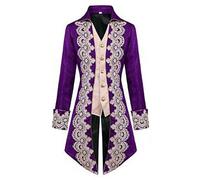 Steampunk Tailcoat Homme Gothique Veste Homme Inkl. Chapeau, Intage Victorien Médiéval Manteau Slim Fit Classique Pirates Vampire Cosplay Costume pour Halloween Gentleman Frack Dansants