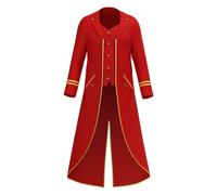 Steampunk Tailcoat Homme Noir Gothique Veste Homme avec fermeture Éclair, Rétro Victorien Médiéval Manteau Slim Fit Intage Blazer Classique Pirate Vampire Cosplay Costume pour Halloween Gentleman