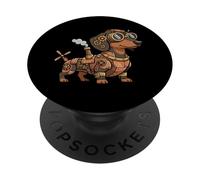 Steampunk Teckel Steam Punk Teckel Vintage Saucisse Chien PopSockets PopGrip Adhésif