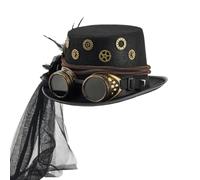 Steampunk Top Hat - Goggles & Veil | Mesh Gear Decor, Unisex Costume Access