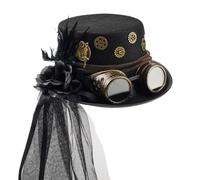 Steampunk Top Hat | Gothic Steampunk Decorative Costume With Mesh Veil