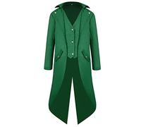 Steampunk Tuxedo Manteau pour homme Vert gothique Frack Long Classique Mode Manteau victorien Cour de marche Rétro Médiéval Élégante Veste de théâtre Vêtements de performance Cosplay Halloween Costume