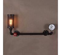 Steampunk Tuyau d'eau Vintage Industriel Applique Tuyau d'eau Double Tête Applique Murale Restaurant Salon Chambre Bar Allée Décoration Lanterne Murale E27