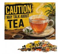 Steamy Tea Lovers Caution Puzzle Classique en Bois pour Adultes, 500 pièces | Cadeau du Nouvel An pour passionné avec activité à partager en famille pendant le temps libre.