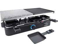 Steba 63-18-00 Raclette RC 18 | Plaque de cuisson en pierre naturelle de haute qualité | Plaque de cuisson réversible | 8 poêlons anti-adhérents | 8 spatules | Câble de raccordement de 1,8 m | 1400 W, noir