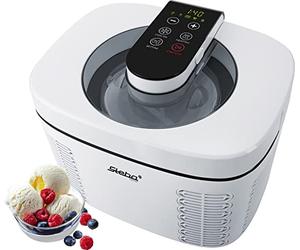 Steba IC 110 Sorbetière entièrement automatique et auto-refroidissante, prête à l'emploi sans prérefroidissement, minuterie 180 min, bac à glace de 1,2 l et récipient à yaourt de 1,1 l, maintien