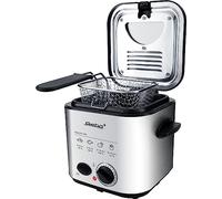 Steba Mini friteuse en acier inoxydable avec set à fondue 2 en 1 - Filtre anti-odeurs - Volume de 1,2 l - 8 fourchettes à fondue en acier inoxydable - Puissante et rapide grâce à 840 W - DF 95