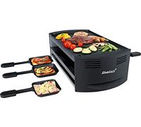 Steba Raclette à pizza RC 6 Bake & Grill, 2 spirales chauffantes commutables séparément avec fonction pizza avec chaleur inférieure, plateau pour poêlons inutiles, 6 poêlons antiadhésifs, 1500 W