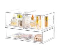 Stebopum Lot de 3 Empilables Rangement Tiroir Organisateur Tiroir Salle de Bain en Acrylique Transparent Rangement Coiffeuse Organisateur