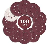 STEBRUAM 100PCS Disque de Ponçage 125mm Grain 100, Disques a Poncer Papier Abrasifs 8 Trous Idéal pour Poncer/Polir pour Ponceuse Excentrique