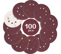 STEBRUAM 100PCS Disque de Ponçage 125mm Grain 180, Disques a Poncer Papier Abrasifs 8 Trous Idéal pour Poncer/Polir pour Ponceuse Excentrique
