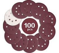 STEBRUAM 100PCS Disque de Ponçage 125mm Grain 320, Disques a Poncer Papier Abrasifs 8 Trous Idéal pour Poncer/Polir pour Ponceuse Excentrique