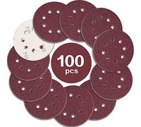 STEBRUAM 100PCS Disque de Ponçage 125mm Grain 40, Disques a Poncer Papier Abrasifs 8 Trous Idéal pour Poncer/Polir pour Ponceuse Excentrique