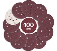 STEBRUAM 100PCS Disque de Ponçage 125mm Grain 80, Disques a Poncer Papier Abrasifs 8 Trous Idéal pour Poncer/Polir pour Ponceuse Excentrique