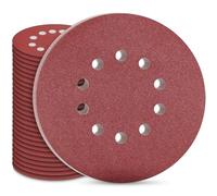 STEBRUAM 30 Pcs Papier abrasif 225mm Disques abrasifs 225mm Grit 5X60/80/120/240/400 MIX 10 trous en rouge pour ponceuse de cloisons sèches ponceuse orbitale aléatoire ponceuse girafe