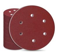 STEBRUAM 30Pcs Disque Poncage 225 mm, Disque Abrasif 225mm 6 Trous Ronds Papier Abrasif Grain 5 x P60/80/120/180/240/400 Disques Abrasifs pour Cloisons Sèches Ponceuse Girafe