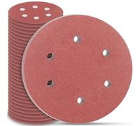 STEBRUAM 30Pcs Disque Poncage 225 mm, Disque Abrasif 225mm 6 Trous Ronds Papier Abrasif Grain P120 Disques Abrasifs pour Cloisons Sèches Ponceuse Girafe