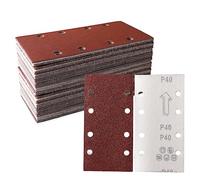 STEBRUAM Abrasifs Papier de Verre 93 x 185mm pour Pièces de Ponceuse Orbitale, Grain 40, 8 Trous pour Ponceuse Rectangulaire Papier de Verre Bois Papier Abrasif - 30 Pièces
