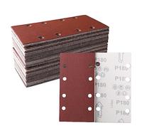 STEBRUAM Abrasifs Papier de Verre 93 x 185mm pour Pièces de Rechange Ponceuse Orbitale, Grain 180, 8 Trous pour Ponceuse Rectangulaire Papier de Verre Bois Papier Abrasif - 30 Pièces