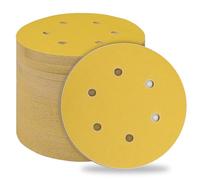 STEBRUAM Disques Abrasifs 150mm,50 Pièces Abrasifs de Ponçage Ponceuse tampons ponçage ronds 6 trous Grain 150 pour Poncer Polir Dérouiller pour Ponceuse Excentrique