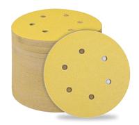 STEBRUAM Disques Abrasifs 150mm,50 Pièces Abrasifs de Ponçage Ponceuse tampons ponçage ronds 6 trous Grain 60 pour Poncer Polir Dérouiller pour Ponceuse Excentrique
