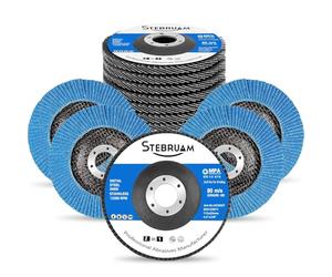 STEBRUAM Lot de 12 disques à lamelles de 115 mm, 12 Pack pour meuleuse d'angle Disque de ponçage 60 Grit en zircone pour le polissage des joints de soudure en oxyde d'aluminium