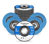 STEBRUAM Lot de 12 disques abrasifs à lamelles de 115 mm - Grain 80 - Pour meuleuse d'angle sans fil GWS BTI - Acier inoxydable, métal et bois (bleu)