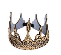 Stecto Couronne de rois supérieure en plastique argenté vieilli avec couronne de roi ou de reine, accessoire de déguisement pour bal d'Halloween ou fête - Or - M