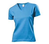 Stedman T-shirt avec col en V pour femme Bleu Light Blue s