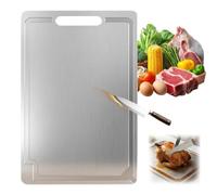Steel Chopping Board, Stainless Steel Cutting Board for Kitchen, Rust-Proof Metal Cutting Board with Non-Slip Edges, Dishwasher Safe, Double Sided for Meat and Vegetable Prep (39 x 28 cm,1.5mm)