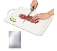 Steel Cutting Board, Double Sided Food Mat, Stainless Hangable Multipurpose, Compact Cutting Pads for Kitchen, Cooking, Home, Housewarming, Picnic, Wedding, Outdoor, Rv, Camping Silver