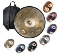 Steel Drum 432Hz/440Hz Handpan D Mineur Instrument à Tambour à Main en Acier 22Inch 12/10/9 Notes,Tambour handpan Avec Sac et Maillets pour la Création Musicale(Champagne,432Hz/12Note)