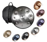 Steel Drum 432Hz/440Hz Handpan D Mineur Instrument à Tambour à Main en Acier 22Inch 12/10/9 Notes,Tambour handpan Avec Sac et Maillets pour la Création Musicale(Argent,432Hz/10Note)