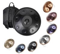Steel Drum 432Hz/440Hz Handpan D Mineur Instrument à Tambour à Main en Acier 22Inch 12/10/9 Notes,Tambour handpan Avec Sac et Maillets pour la Création Musicale(Noir,440Hz/10Note)